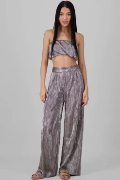 Pantalon textura brillo