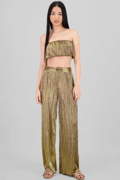 Pantalon textura brillo