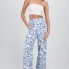 Pantalon wide leg estampado flores