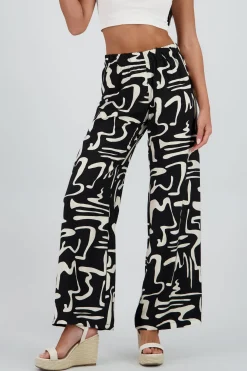 Pantalon wide leg estampado abstracto