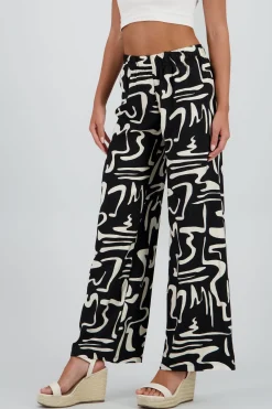 Pantalon wide leg estampado abstracto