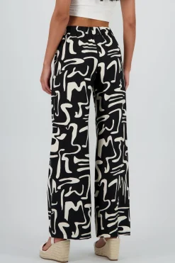 Pantalon wide leg estampado abstracto