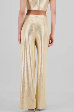 Pantalon wide leg fluido brillos
