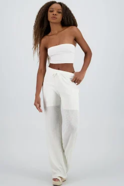 Pantalones wide leg de textura
