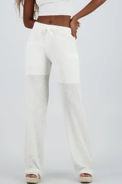 Pantalones wide leg de textura