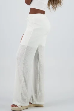Pantalones wide leg de textura