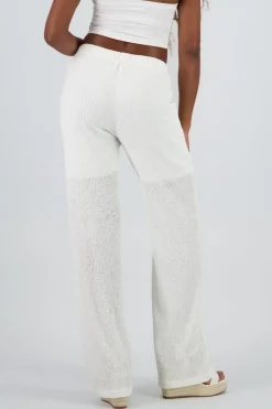 Pantalones wide leg de textura