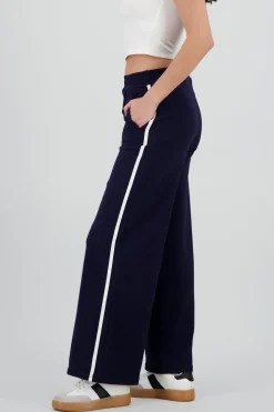 Pants detalle costura resorte ancho contraste