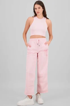 Pants lisos moño bordado