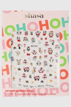 Plantilla sticker uñas navidad