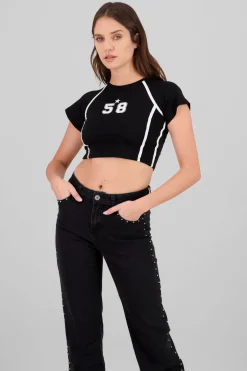 Playera contraste estampado