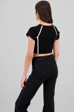 Playera contraste estampado