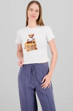 Playera corta estampado oso