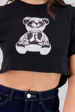 Playera corta oso metalico