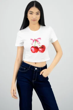 Playera estampada cerezas