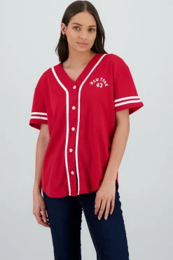 Playera jersey estampado contraste