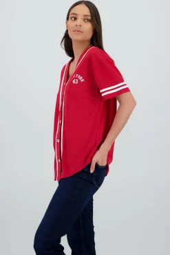 Playera jersey estampado contraste