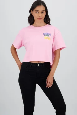 Playera manga corta crop estampado limones