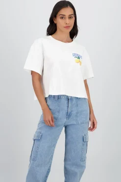 Playera manga corta crop estampado limones