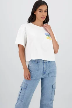 Playera manga corta crop estampado limones