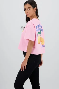 Playera manga corta crop estampado limones