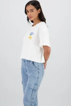 Playera manga corta crop estampado limones