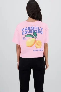 Playera manga corta crop estampado limones