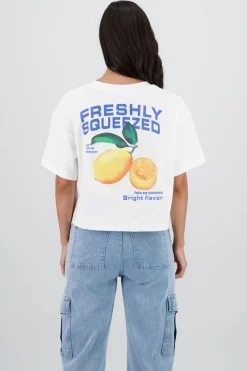 Playera manga corta crop estampado limones