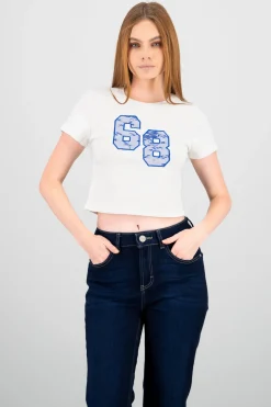 Playera manga corta detalle encaje