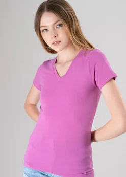 Playera manga corta escote v liso