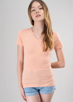 Playera manga corta escote v liso