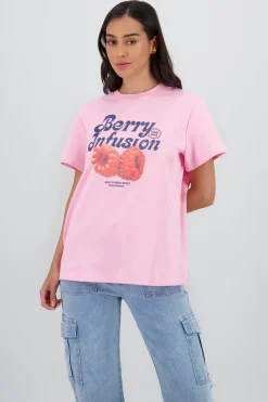 Playera manga corta estampado frutas