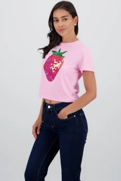 Playera manga corta estampado fresa foil