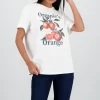 Playera manga corta oversize estampado naranjas
