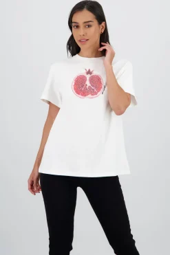 Playera oversize manga corta estampado granada