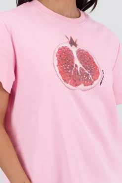 Playera oversize manga corta estampado granada