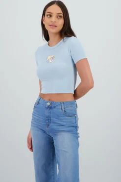 Playera rib estampado rib y flores