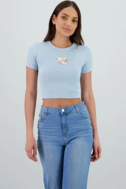 Playera rib estampado rib y flores