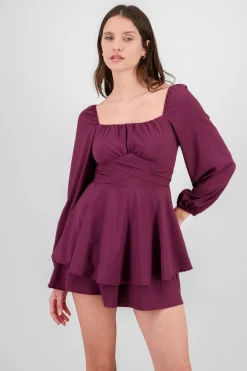 Romper liso con mangas abullonadas