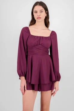 Romper liso con mangas abullonadas