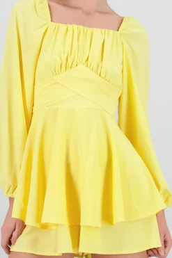 Romper liso con mangas abullonadas