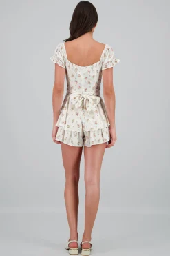 Romper olanes flores con rayas lurex