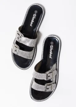 Sandalia 2 hebillas brillos