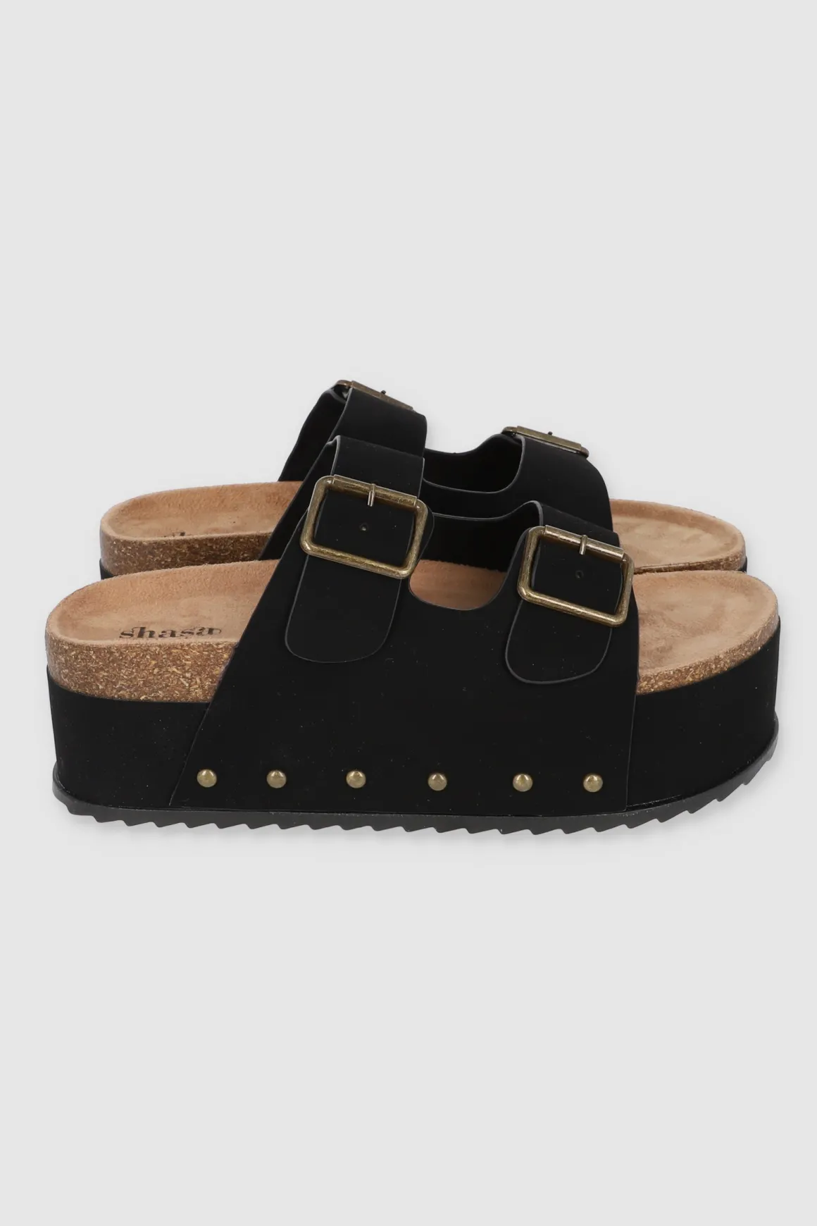 Sandalia doble plataforma dos hebillas tiras