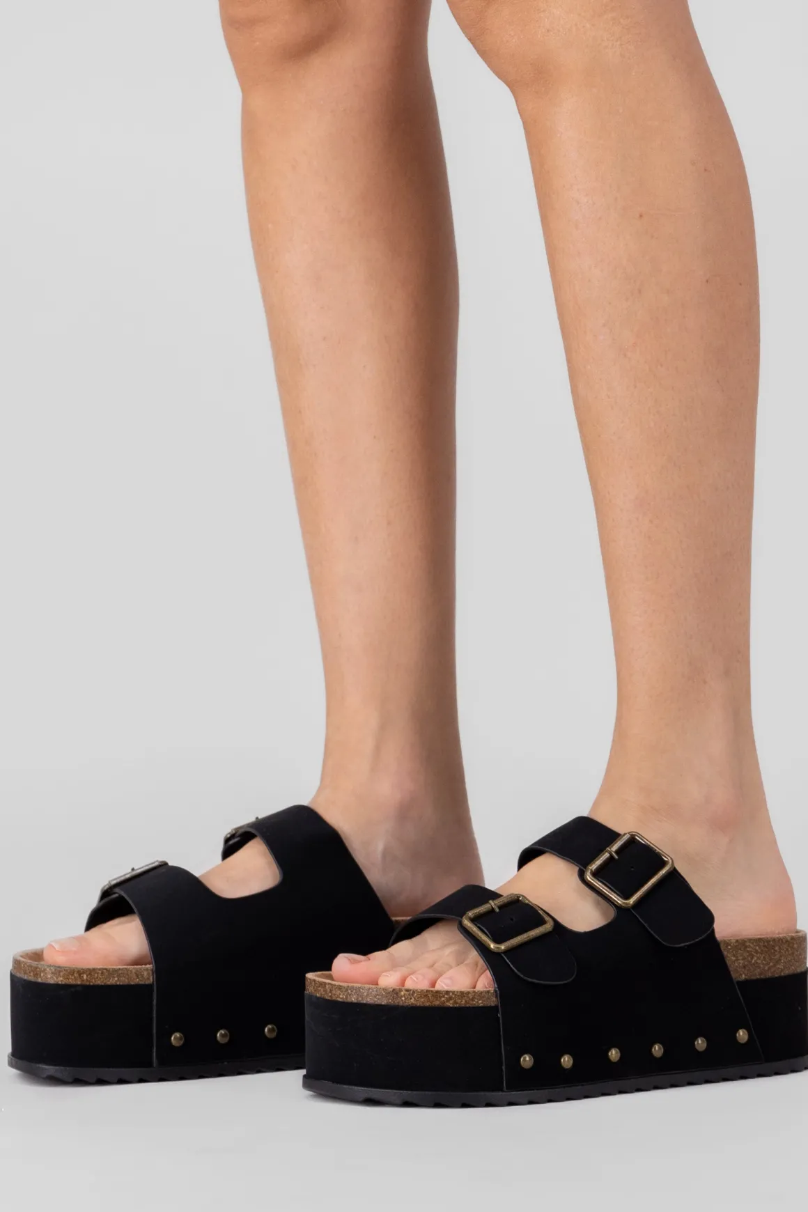 Sandalia doble plataforma dos hebillas tiras