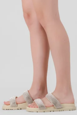 Sandalia Dos Tiras Brillos Slide