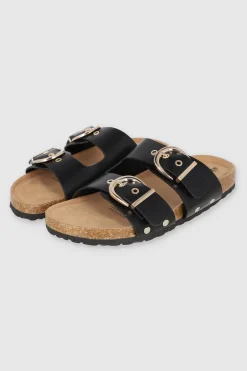 Sandalia dos tiras hebillas redondas