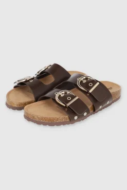 Sandalia dos tiras hebillas redondas