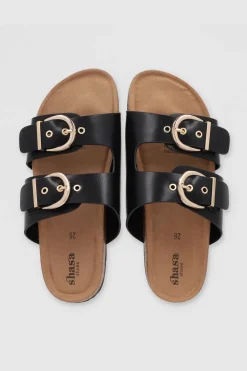 Sandalia dos tiras hebillas redondas