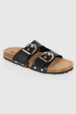 Sandalia dos tiras hebillas redondas